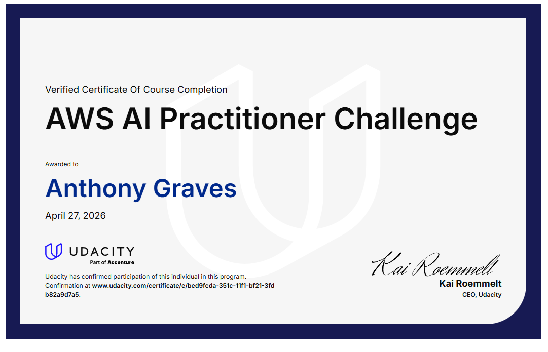 udacityai practitioner challenge april27 2026 tonygraves